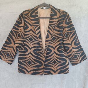 Painted Pony Open Embroidered Jacket Office Artsy Evening USA Lg Copper Black